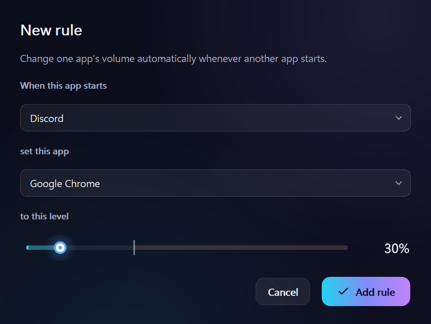 The New rule dialog