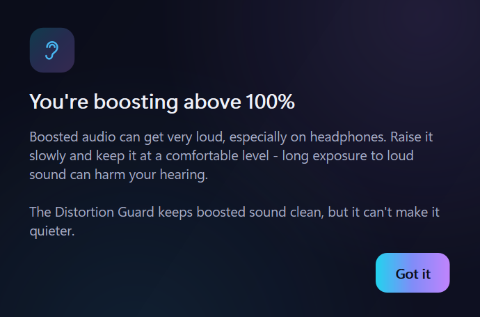 The hearing safety note
