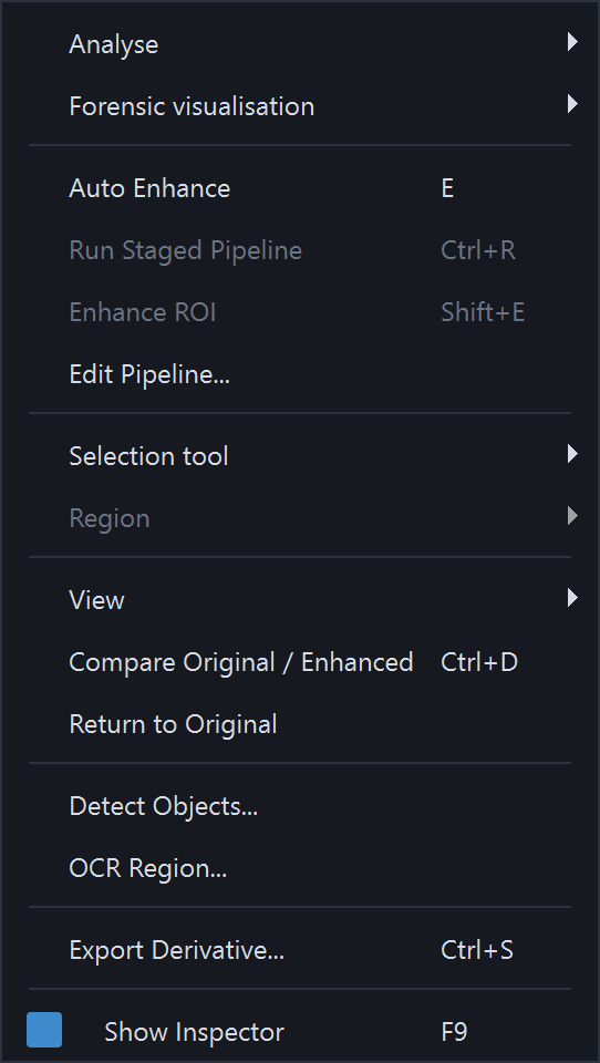 Image viewer right-click context menu